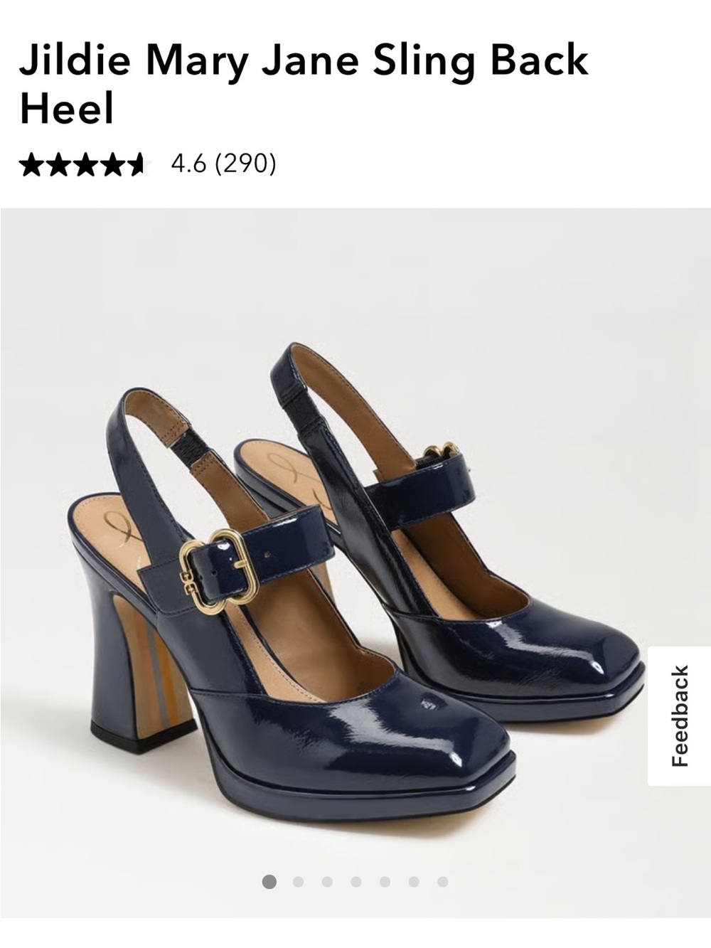 Sam Edelman Jildie Navy Patent Mary Jane Sling-Heel